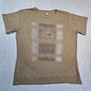 LAT Women's T-Shirt Short Sleeve Yellowstone Brown Size Large